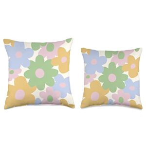 Danish Pastel Aesthetic Clothes Danish Pastel Aesthetic Flowers Throw Pillow, 16x16, Multicolor