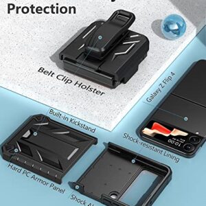 for Samsung Galaxy Z-Flip4 5G Case: Military Grade Protection Shockproof Cell Phone Case with Kickstand & Holster | Protective Drop Proof Rugged Cover for Galaxy Z Flip 4