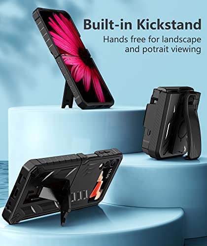 for Samsung Galaxy Z-Flip4 5G Case: Military Grade Protection Shockproof Cell Phone Case with Kickstand & Holster | Protective Drop Proof Rugged Cover for Galaxy Z Flip 4