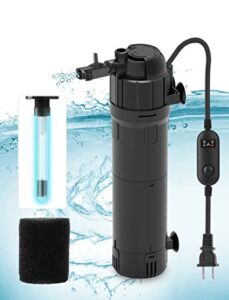 kulife fumak aquarium filter fish tank filters u-v filter pump with timer turns green water to clear, dual mode (aeration/rainfall) for 40-120 gallon aquariums, flow rate and direction adjustable