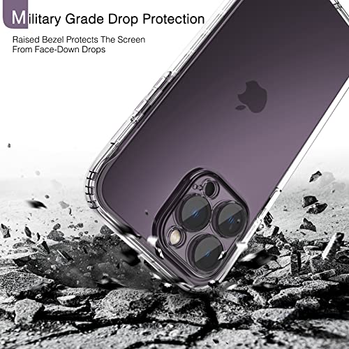 Switdo Compatible with iPhone 14 Pro Max Case Clear with Built-in Screen Protector&Camera Lens Protector,Transparent Cover Full Body Protective Phone Case for iPhone 14 Pro Max 6.7 inch,Clear