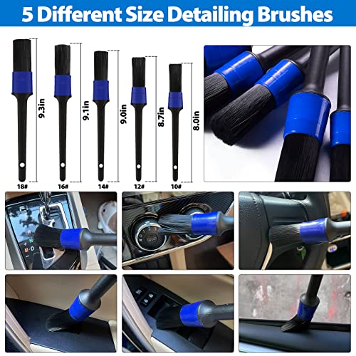 25PCS Car Detailing Brush Kit, Cleaning Detail Brushes Set with Car Dash Duster Brush, Car Cleaning Supplies Interior Exterior Brushes Kit (Wash Mitt, Towels, Polishing Pads, Cleaning Gel and Sponge)