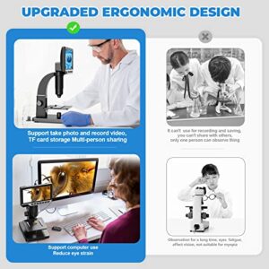 HAMOPY 2000X LCD Digital Microscope with Remote Control, 1080P Coin Microscope with 32GB Card, 7'' IPS Display Biological Microscope, 10 LED Lights, PC View, Photo/Video, Compatible for Windows/Mac/OS