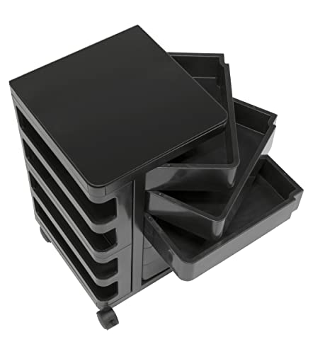 SD STUDIO DESIGNS Kubx Rotating 4-Sided Mobile Storage Organizer with Glass Top Multiple Compartments