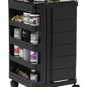 SD STUDIO DESIGNS Kubx Rotating 4-Sided Mobile Storage Organizer with Glass Top Multiple Compartments