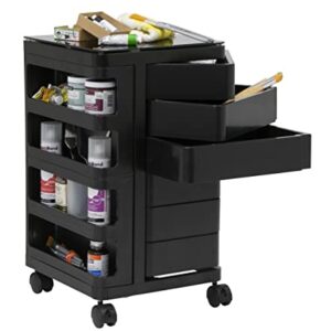 SD STUDIO DESIGNS Kubx Rotating 4-Sided Mobile Storage Organizer with Glass Top Multiple Compartments