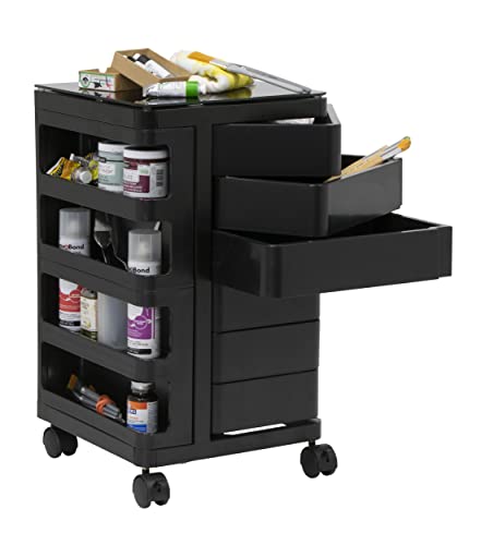 SD STUDIO DESIGNS Kubx Rotating 4-Sided Mobile Storage Organizer with Glass Top Multiple Compartments