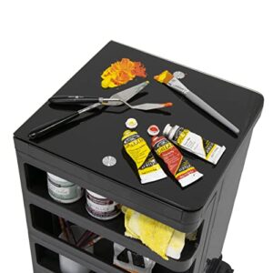 SD STUDIO DESIGNS Kubx Rotating 4-Sided Mobile Storage Organizer with Glass Top Multiple Compartments