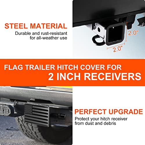 American Flag Metal Trailer Hitch Cover for 2 inch Receivers, with 5/8" Pin DiameterTrailer Hitch Lock for Trucks Trailer SUV