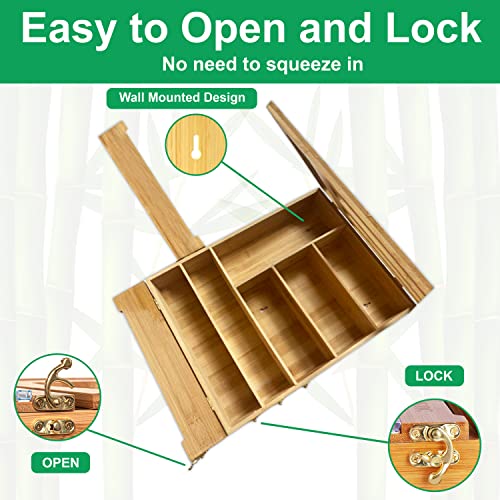 : Ziplock Bag Organizer Storage Cabinet - Foil and Plastic Wrap Organizer with Cutter for Kitchen Organization - Bamboo 6-in-1 Plastic Wrap Dispenser Suitable for, Foil, Gallon, Quart, Sandwich Bags