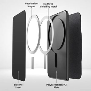 3 in 1 Magnetic Card Holder, Sinjimoru Magnetic Wallet for MagSafe as Cell Phone Wallet Stick On with Phone Grip Holder & Mobile Phone Kickstand iPhone 15 14 13 12 Series. M-BGrip Black