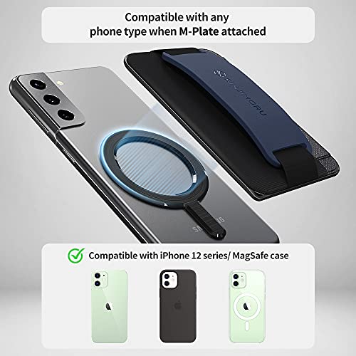 3 in 1 Magnetic Card Holder, Sinjimoru Magnetic Wallet for MagSafe as Cell Phone Wallet Stick On with Phone Grip Holder & Mobile Phone Kickstand iPhone 15 14 13 12 Series. M-BGrip Black