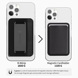 3 in 1 Magnetic Card Holder, Sinjimoru Magnetic Wallet for MagSafe as Cell Phone Wallet Stick On with Phone Grip Holder & Mobile Phone Kickstand iPhone 15 14 13 12 Series. M-BGrip Black