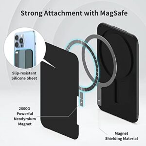 Sinjimoru Soft Wool Band Grip Phone Wallet for MagSafe, Magnetic Phone Card Holder for Back of Cell Phone Case with Hand Finger Holder for 5 Cards for Phone 14 13 12 Series. M-Band Black