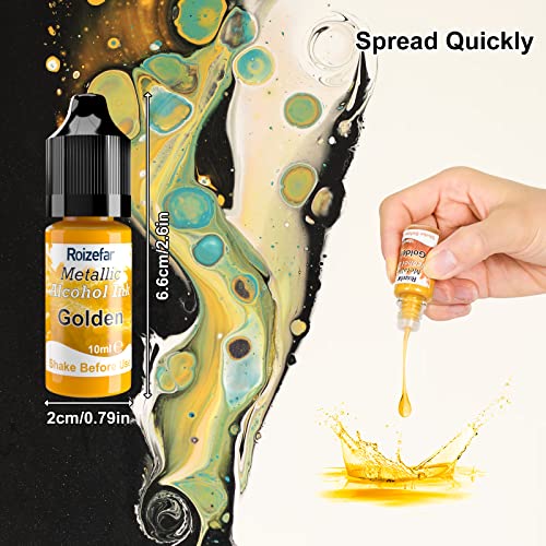 Alcohol Ink Set - 28 Bottles Vivid Colors High Concentration Metallic Alcohol Paint Resin Dye, Safe Fast Drying Effect, Alcohol Ink for Epoxy Resin, Art Painting, Glass, Tumbler Making, 10ml Each