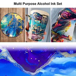 Alcohol Ink Set - 28 Bottles Vivid Colors High Concentration Metallic Alcohol Paint Resin Dye, Safe Fast Drying Effect, Alcohol Ink for Epoxy Resin, Art Painting, Glass, Tumbler Making, 10ml Each