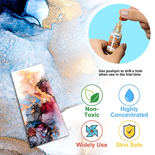 Alcohol Ink Set - 28 Bottles Vivid Colors High Concentration Metallic Alcohol Paint Resin Dye, Safe Fast Drying Effect, Alcohol Ink for Epoxy Resin, Art Painting, Glass, Tumbler Making, 10ml Each