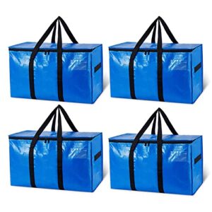 taili extra large moving bags, 4 pack heavy duty totes for storage with reinforced zipper, wrap around handles, storage bags for space saving moving storage, alternative to moving boxes