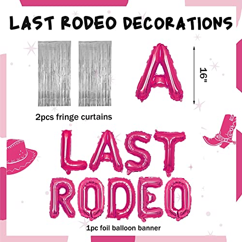 101 PCs Last Rodeo Bachelorette Party Decorations, Hombae Nashville Cowgirl Western Bachelorette Bridal Shower Fringe Curtain Balloon Garland Lets Go Girl Glitter Banner 4D Disco Ring Pink Silver