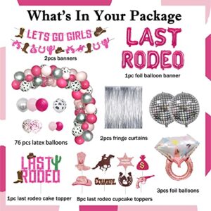 101 PCs Last Rodeo Bachelorette Party Decorations, Hombae Nashville Cowgirl Western Bachelorette Bridal Shower Fringe Curtain Balloon Garland Lets Go Girl Glitter Banner 4D Disco Ring Pink Silver