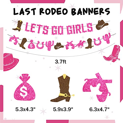 101 PCs Last Rodeo Bachelorette Party Decorations, Hombae Nashville Cowgirl Western Bachelorette Bridal Shower Fringe Curtain Balloon Garland Lets Go Girl Glitter Banner 4D Disco Ring Pink Silver