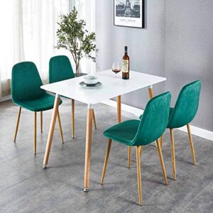 OKAKOPA Mid Century Green Dining Table Set for 4, Dining Room Rectangle Table and 4 Green Chairs, Small Space Dining Table Chairs Set (4 Pcs Green Chairs)
