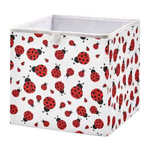 cute red ladybug storage bins cubes storage baskets fabric foldable collapsible decorative storage bag with handles for shelf closet bedroom home gift 11" x 11" x 11"