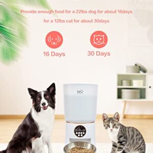 beQ 5L Automatic Cat Feeder, Timed Dog Feeder for Dry Pet Food with Stainless Steel Bowl, Twist Lock Sealed Lid and Desiccant Dag, 1-6 Meals Per Day, 20-Second Voice Recording, for Cats or Dogs.