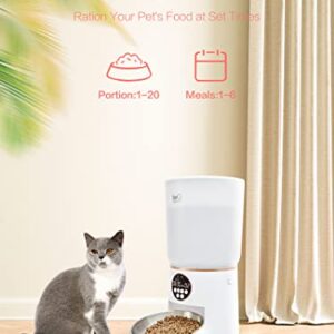 beQ 5L Automatic Cat Feeder, Timed Dog Feeder for Dry Pet Food with Stainless Steel Bowl, Twist Lock Sealed Lid and Desiccant Dag, 1-6 Meals Per Day, 20-Second Voice Recording, for Cats or Dogs.