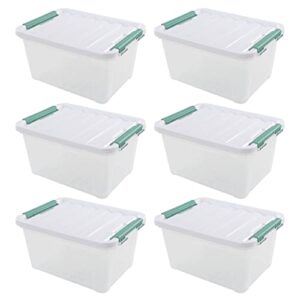 innouse 6 pack plastic latch storage box, 20 qt storage container with lid