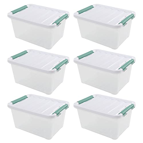 Innouse 6 Pack Plastic Latch Storage Box, 20 Qt Storage Container with Lid