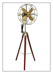 vintage style antique pedestal floor fan with wooden stand (multicolor) designer fan, (ov006), 33x17x57'' inch