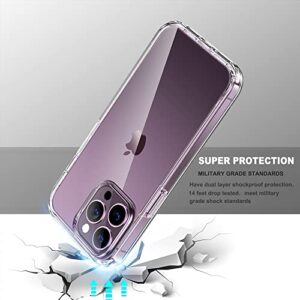 COOLQO Compatible for iPhone 14 Pro Max Case 6.7 Inch, with [2 x Tempered Glass Screen Protector] Clear 360 Full Body Protective Coverage Silicone 14 ft Military Grade Shockproof Phone Cover Clear