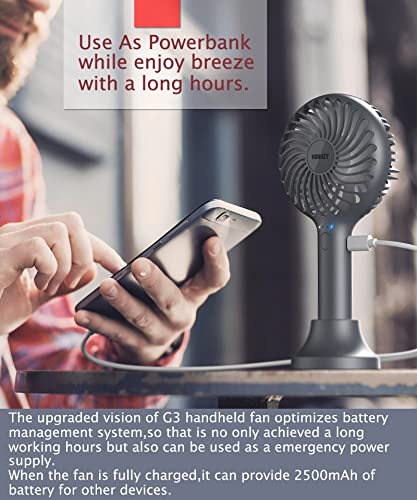 HonHey Handheld Fan, 5000 mAh Portable Fan[8-25H Working Time] with Rechargeable Battery, 4 Speed Personal Cooling Desk Fan with Power Bank, Mini Hand Held Operated Makeup Fan for Women Outdoor