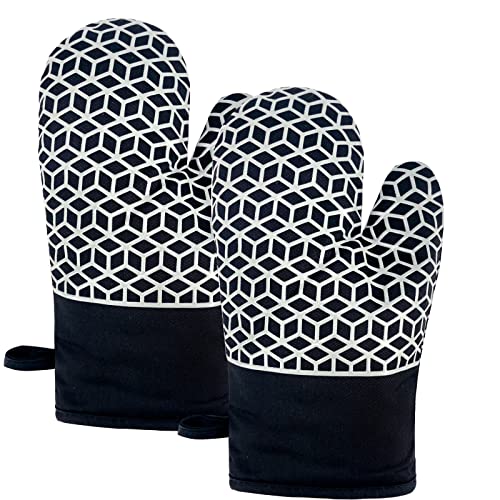 ZVZM Oven Mitts, Oven Mitts Heat Resistant 500F, Oven Mitt with Non-Slip Silicone Pattern, Oven Mits Oven Gloves for BBQ, Baking, Cooking.