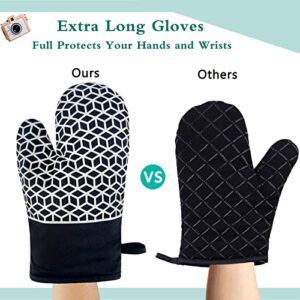 ZVZM Oven Mitts, Oven Mitts Heat Resistant 500F, Oven Mitt with Non-Slip Silicone Pattern, Oven Mits Oven Gloves for BBQ, Baking, Cooking.