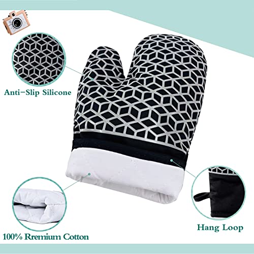 ZVZM Oven Mitts, Oven Mitts Heat Resistant 500F, Oven Mitt with Non-Slip Silicone Pattern, Oven Mits Oven Gloves for BBQ, Baking, Cooking.