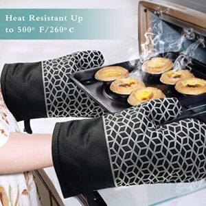 ZVZM Oven Mitts, Oven Mitts Heat Resistant 500F, Oven Mitt with Non-Slip Silicone Pattern, Oven Mits Oven Gloves for BBQ, Baking, Cooking.