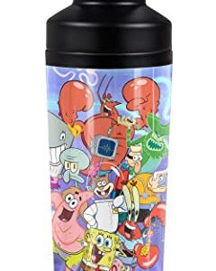 Spongebob OFFICIAL Spongebob Character Group 18 oz Insulated Water Bottle, Leak Resistant, Vacuum Insulated Stainless Steel with 2-in-1 Loop Cap