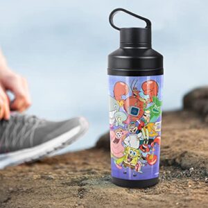 Spongebob OFFICIAL Spongebob Character Group 18 oz Insulated Water Bottle, Leak Resistant, Vacuum Insulated Stainless Steel with 2-in-1 Loop Cap