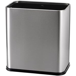 coloch 10l rectangle metal trash can, 2.6 gallon stainless steel wastebasket slim size garbage bin silver invisi-overlap open top rubbish bin for bathroom, kitchen, home, hotel, office, school