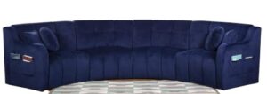 legend vansen velvet floor sofa 4 seats symmetrical modular legless curved round couches sectional, 153", blue
