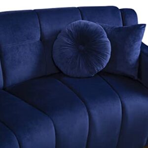 Legend Vansen Velvet Floor Sofa 4 Seats Symmetrical Modular Legless Curved Round couches Sectional, 153", Blue