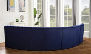 Legend Vansen Velvet Floor Sofa 4 Seats Symmetrical Modular Legless Curved Round couches Sectional, 153", Blue