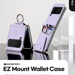 GOOSPERY EZ Mount Wallet Compatible with Galaxy Z Flip 4 Case, Card Holder Loopy Ring Adjustable Kickstand with Horizontal/Vertical [Compatible with Wireless Charging], Lavender