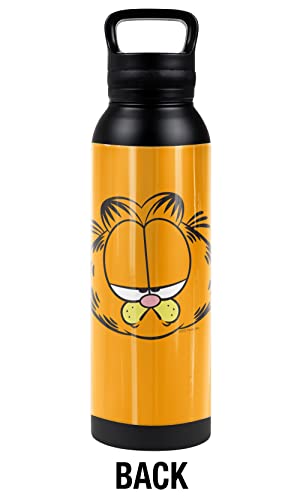 Garfield OFFICIAL Garfield Big Head 24 oz Insulated Canteen Water Bottle, Leak Resistant, Vacuum Insulated Stainless Steel with Loop Cap, Black