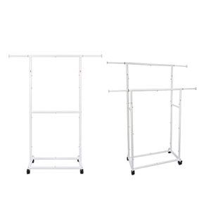 fishat double rod clothing garment rack white