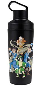 avatar the last airbender official team avatar elements 18 oz insulated water bottle, leak resistant, vacuum insulated stainless steel with 2-in-1 loop cap