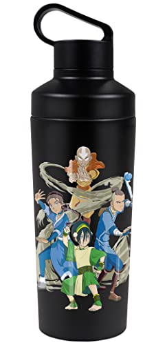 Avatar The Last Airbender OFFICIAL Team Avatar Elements 18 oz Insulated Water Bottle, Leak Resistant, Vacuum Insulated Stainless Steel with 2-in-1 Loop Cap