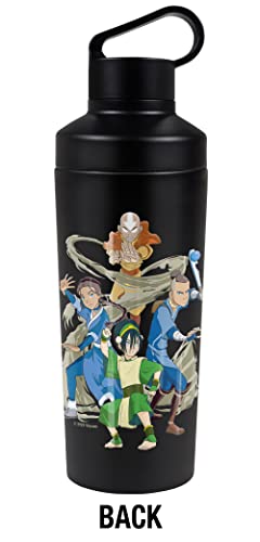 Avatar The Last Airbender OFFICIAL Team Avatar Elements 18 oz Insulated Water Bottle, Leak Resistant, Vacuum Insulated Stainless Steel with 2-in-1 Loop Cap